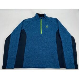 Spyder Men's Sz Medium Blue Lightweight Long Sleeve Quarter Zip Sweater